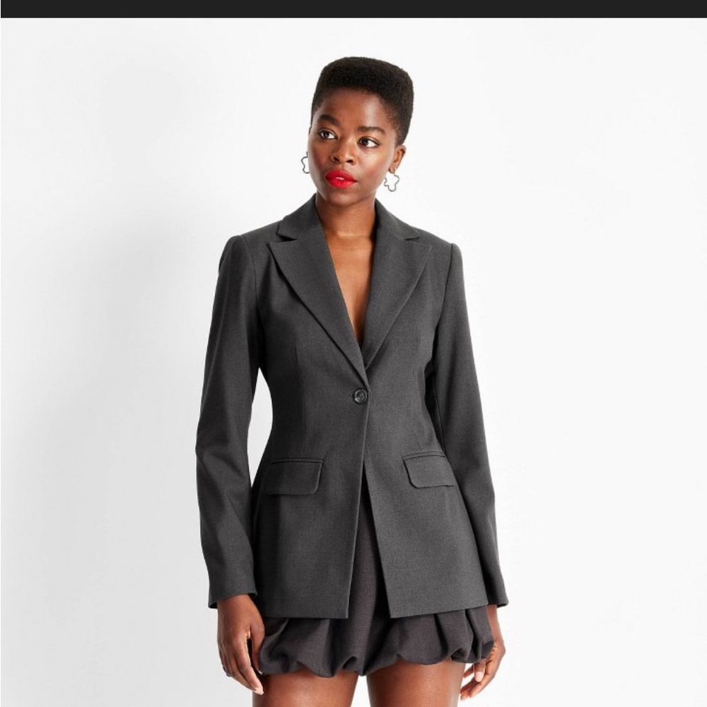 Women’s nipped waist blazer Future Collective Charcoal Gray